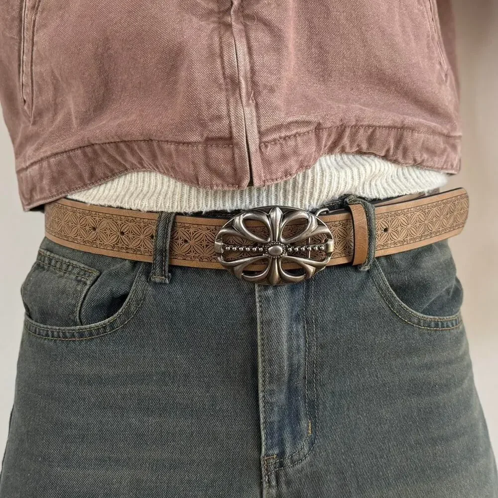 Western cowboy brown silver chrome